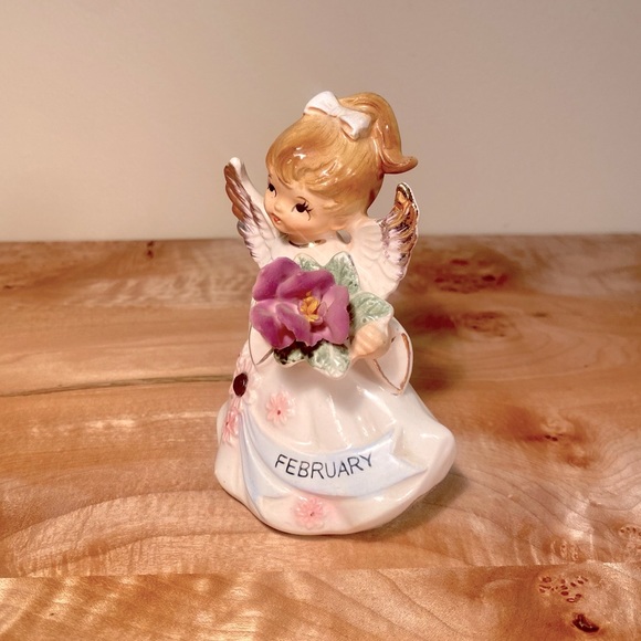 Vintage Ceramic Lefton Original February Birthday Angel - Picture 2 of 6